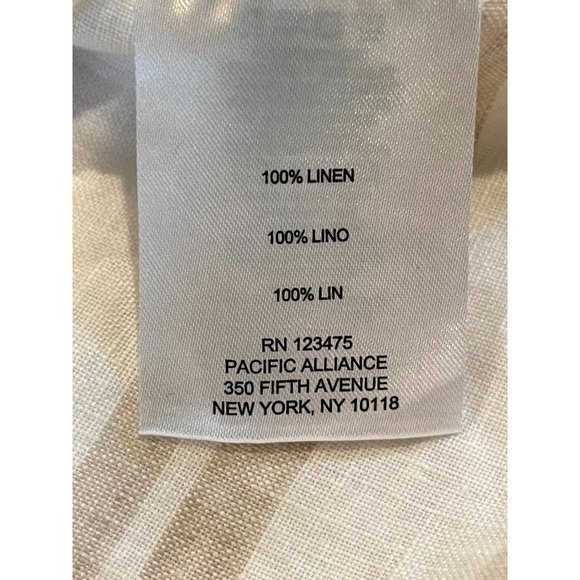 Ellen Tracy Womens 100% Linen Button-Up Shirt Top Sleeveless Tan White SZ Small - Picture 7 of 8